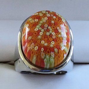 Size - 6.5 Stainless Steel Ramano Glass Ring